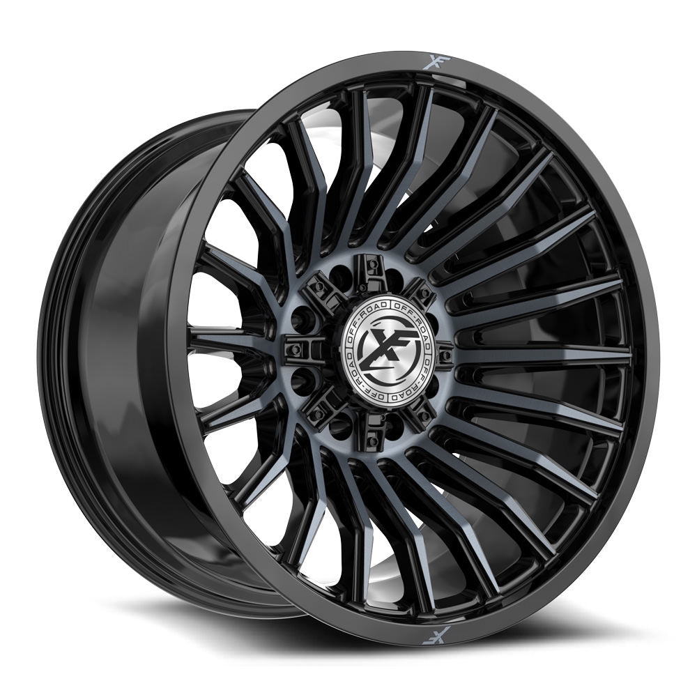 XF Off-Road XF-231 24X12 -44 Gloss Black & Machined Titanium Double Dark Tint