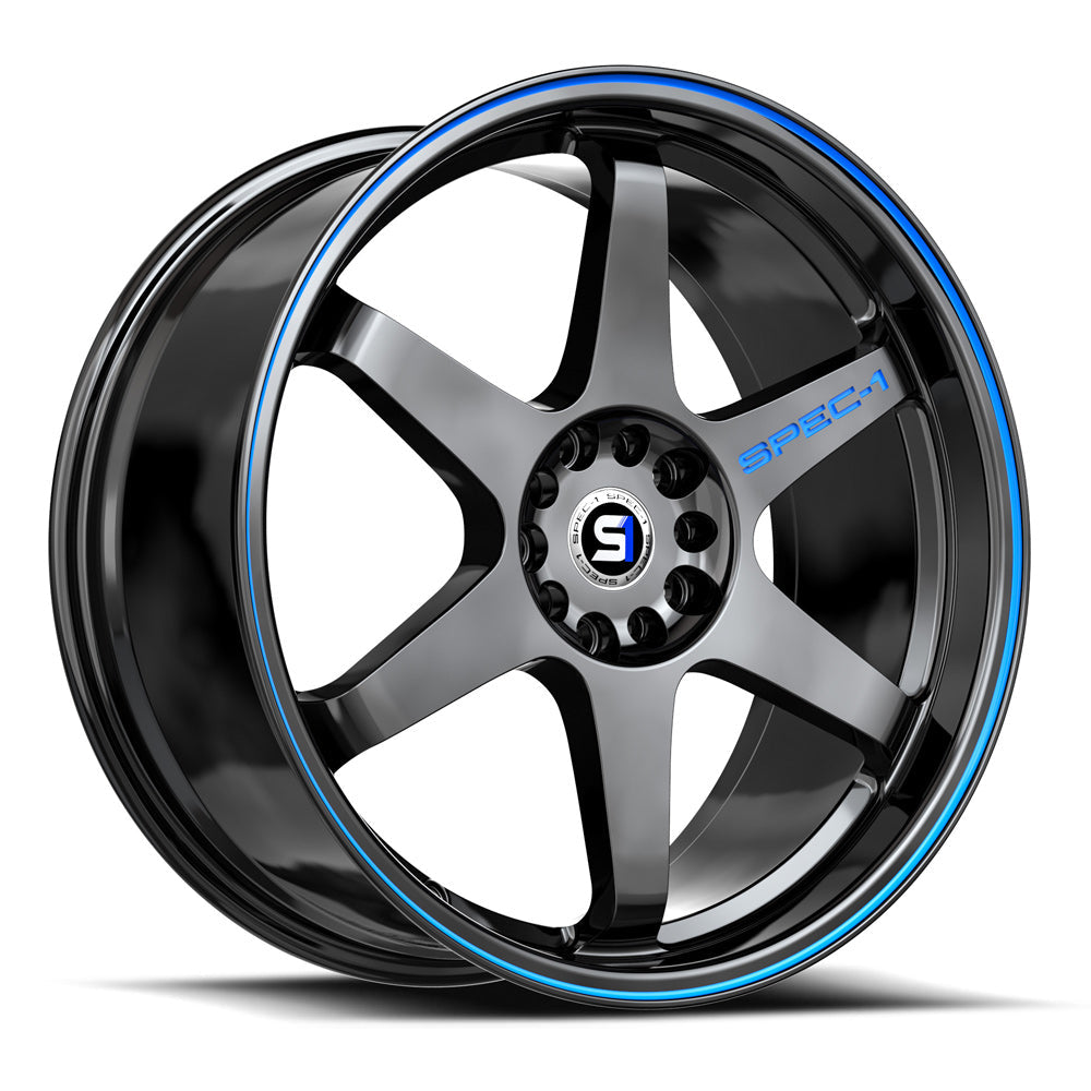 Spec-1 SPT-33 18X10.5 +20 Gloss Black & Blue Line