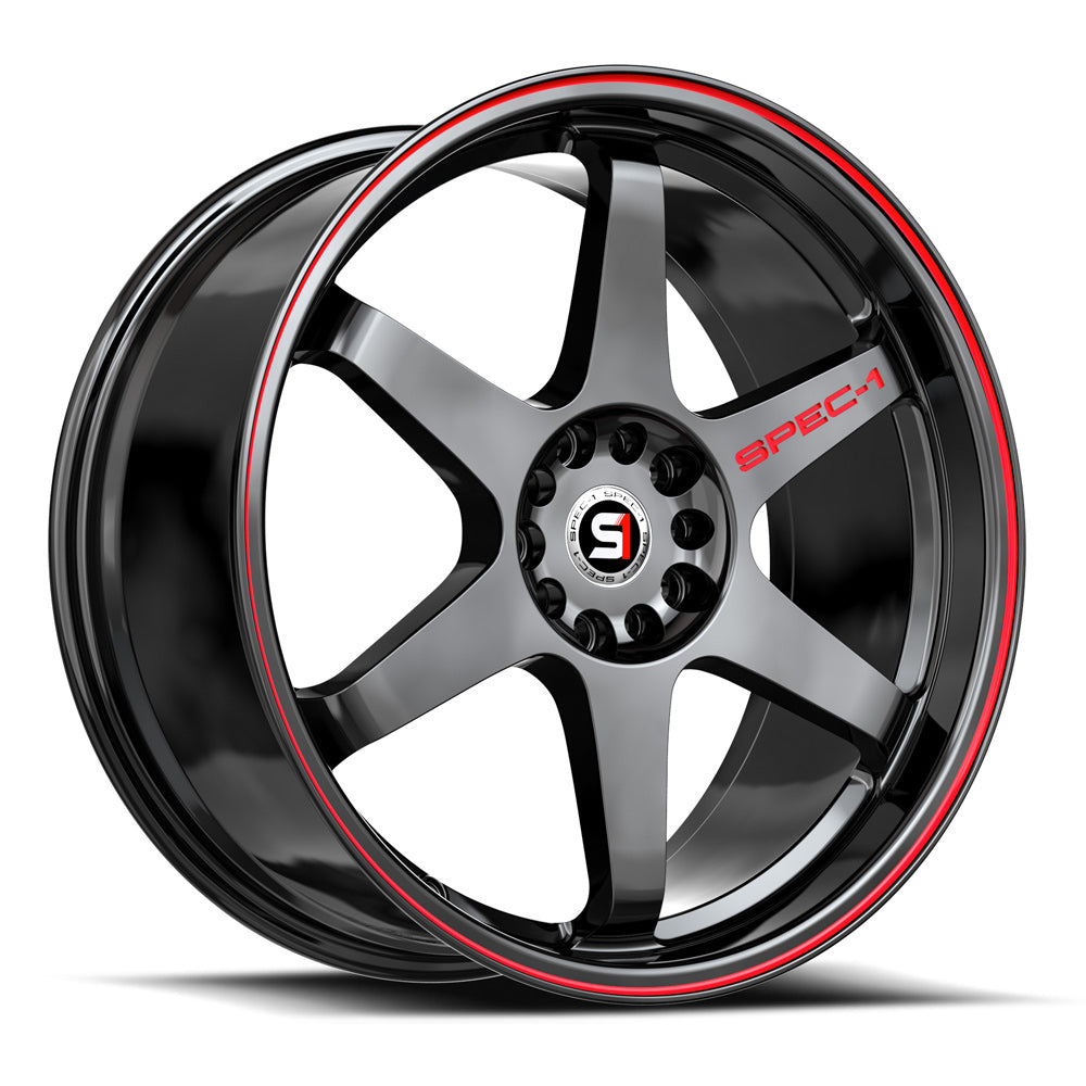 Spec-1 SPT-33 18X10.5 +20 Gloss Black & Red Line