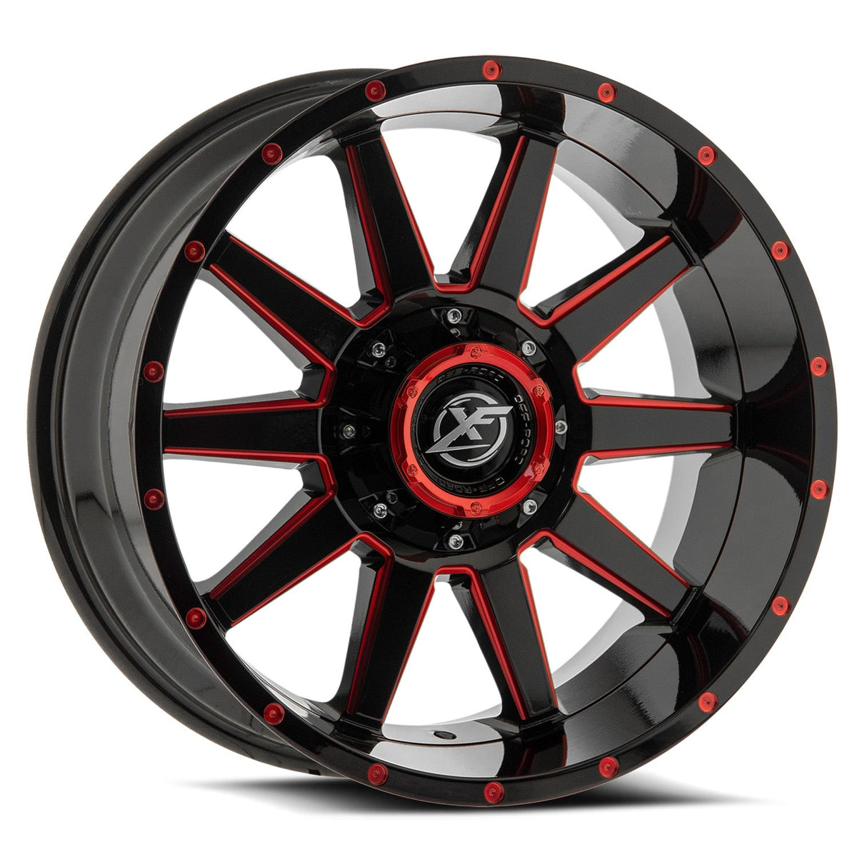 XF Off-Road XF-219 20X10 -24 Gloss Black & Red Milled