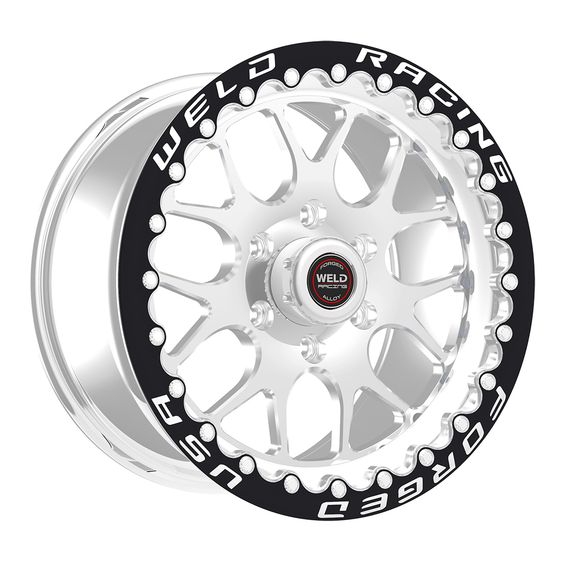 WELD Racing S77 Hd Beadlock 15X10 +25 Polished Center - Polished Shell