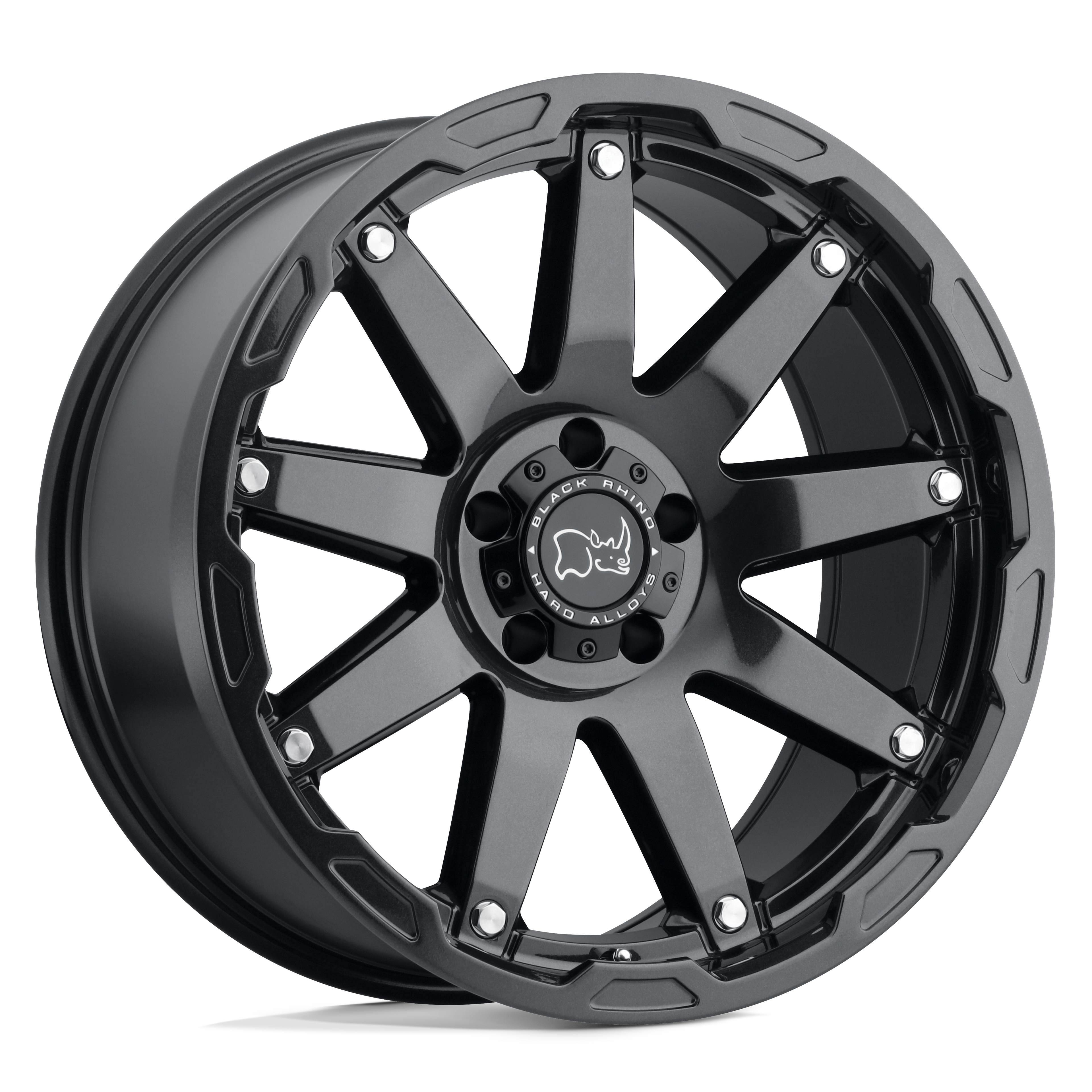 Black Rhino Hard Alloys Oceano 20X9.5 -18 Gloss Gun Black W/ Ss Bolts
