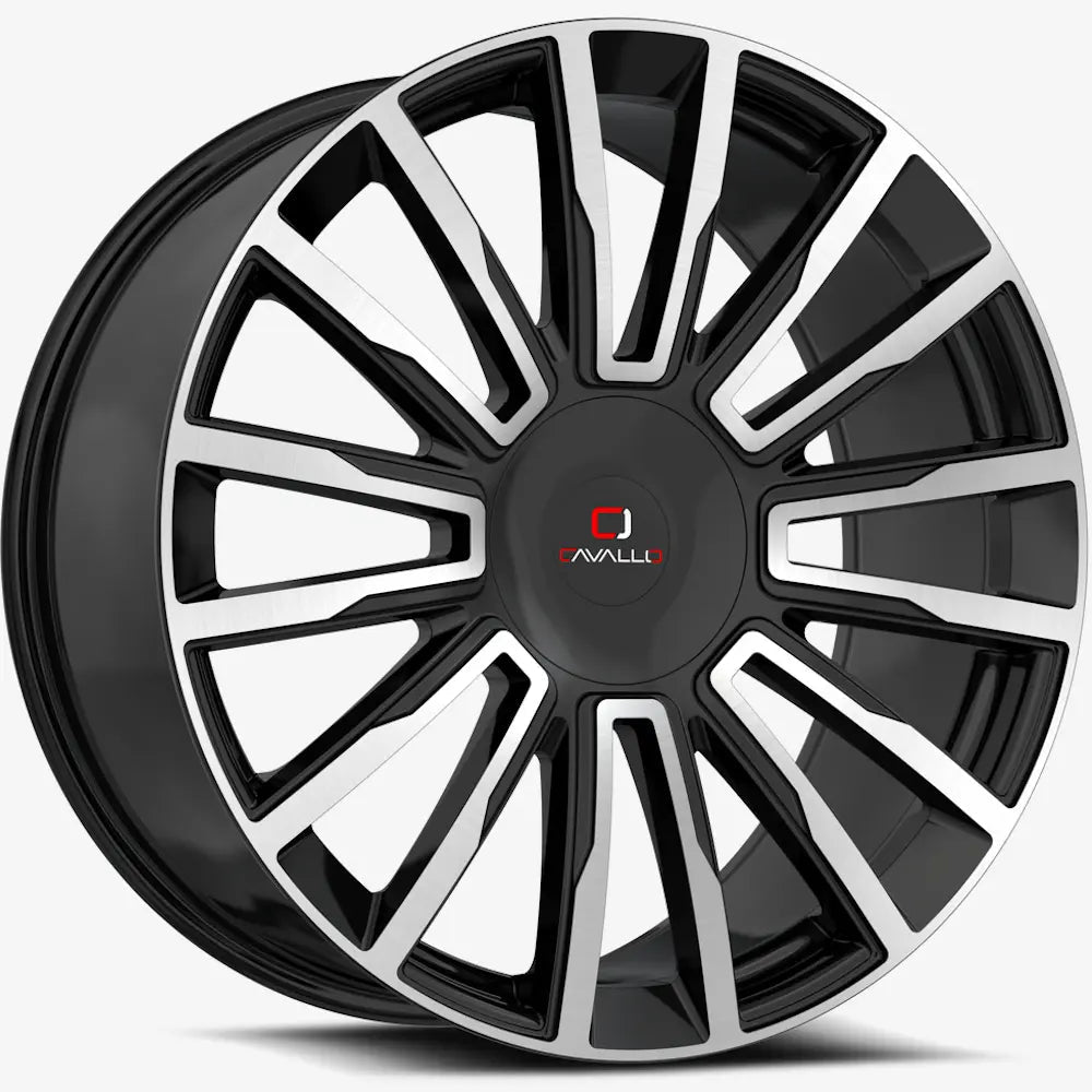 Cavallo CLV-47 24X9 +18 Gloss Black & Machined