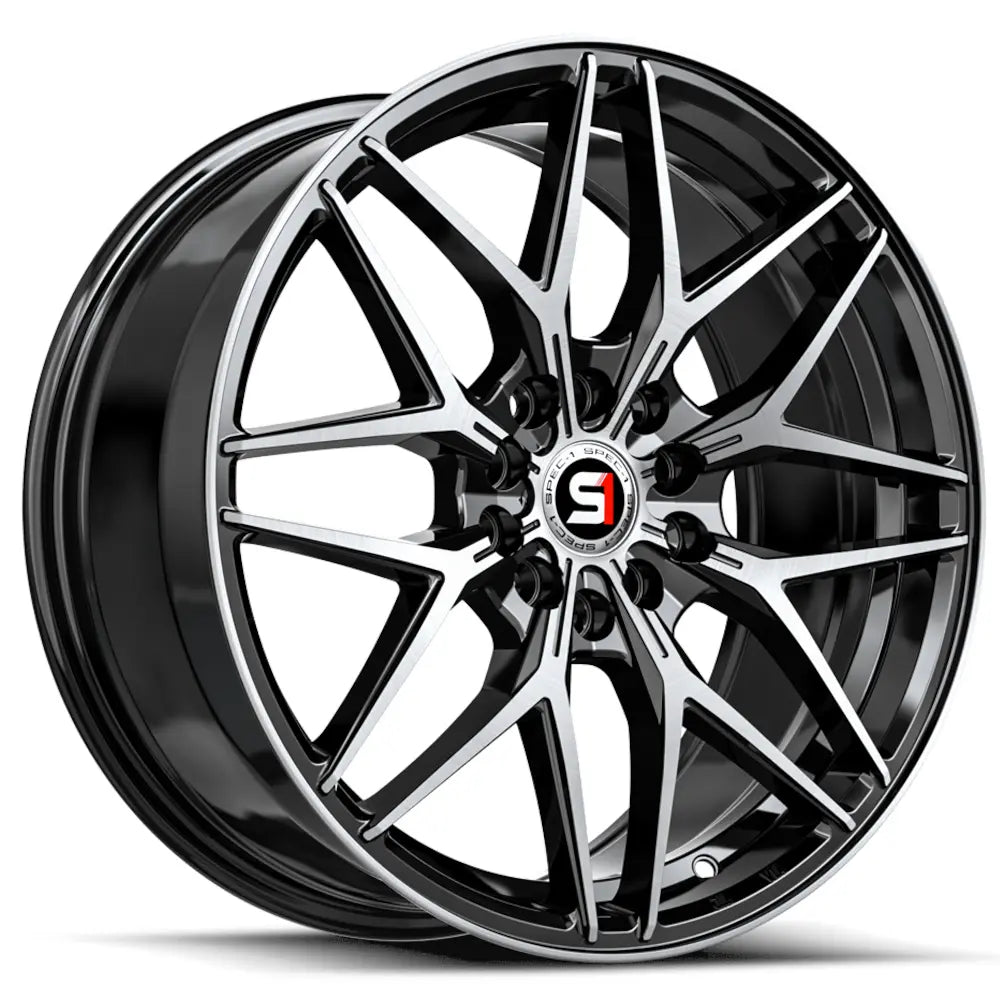 Spec-1 SP-60 18X8 +38 Gloss Black & Machined