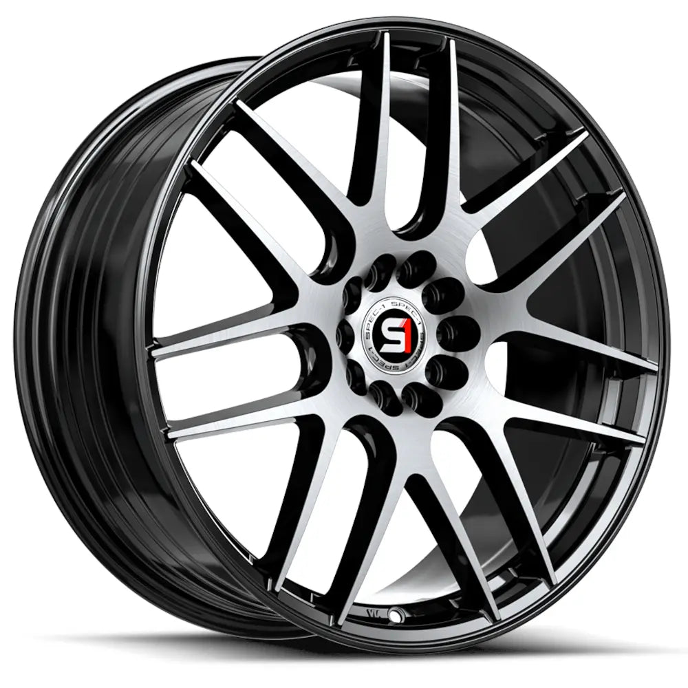 Spec-1 SP-65 18X8 +34 Gloss Black & Machined