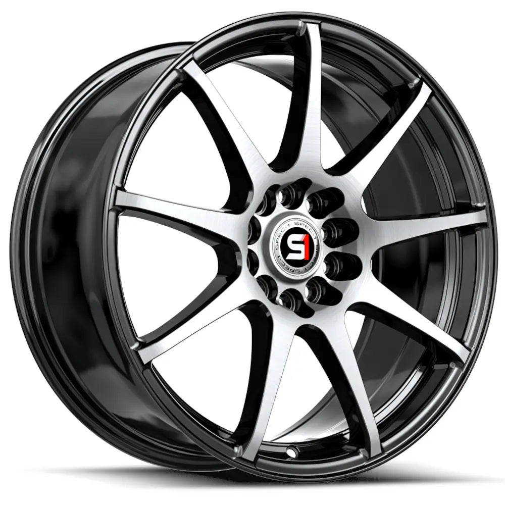 Spec-1 SP-67 17X7 +42 Gloss Black & Machined
