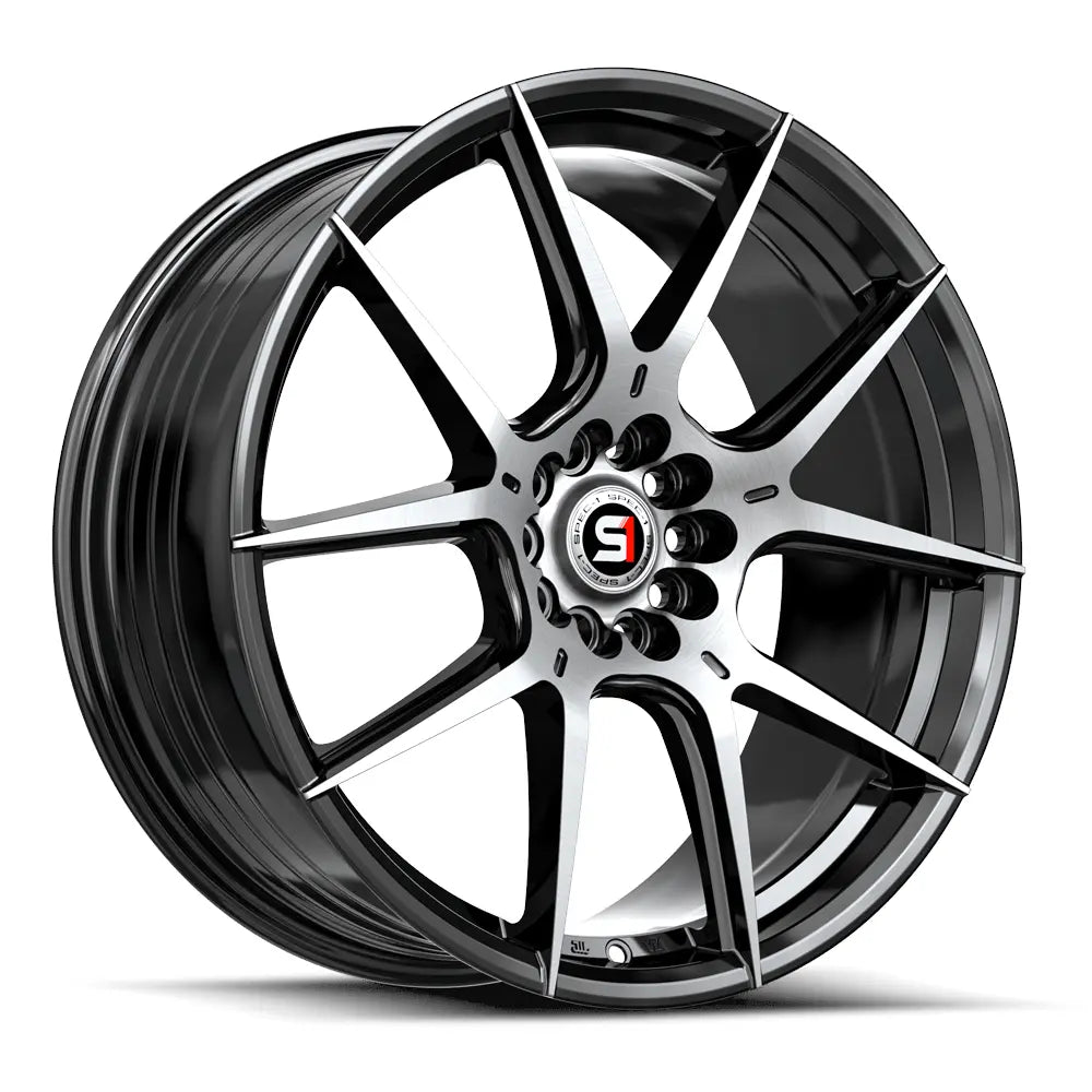 Spec-1 SP-71 17X8 +42 Gloss Black & Machined
