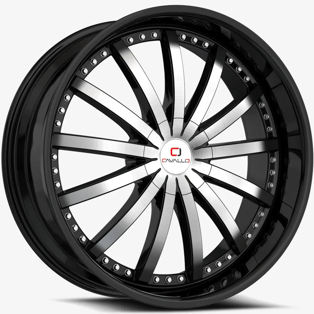 Cavallo Clv-53 24X9 +18 Gloss Black & Machined