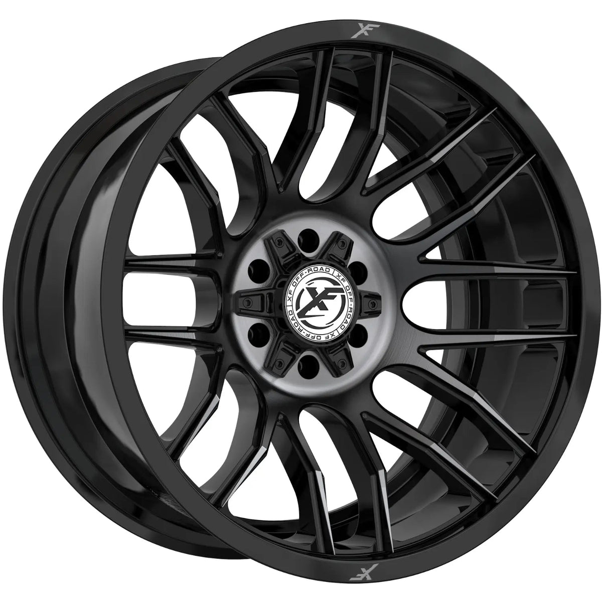 XF Off-Road XF-232 22X12 -44 Gloss Black & Machined Titanium Double Dark Tint