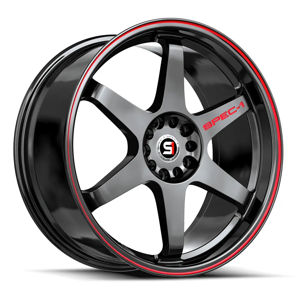 Spec-1 SPT-33 18X8.5 +38 Gloss Black & Red Line