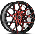 Spec-1 SP-52 18X8 +38 Gloss Black & Red Machined