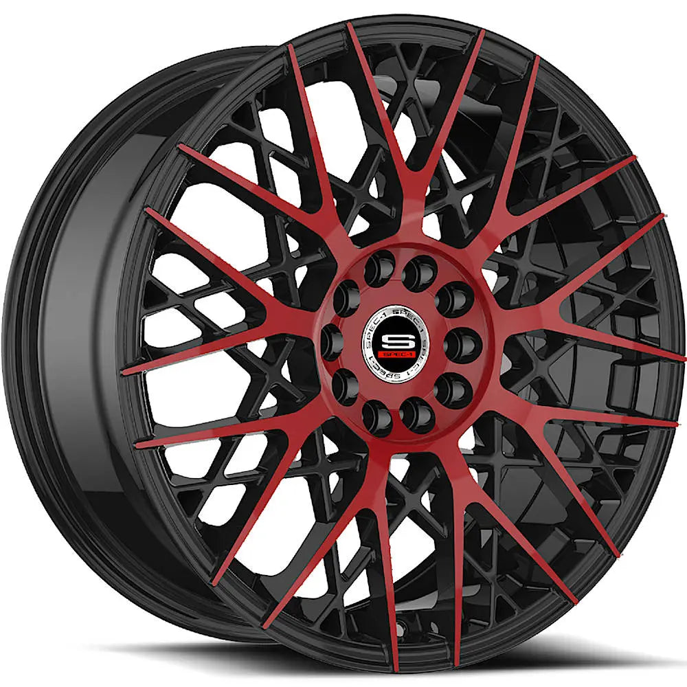 Spec-1 SP-53 18X8 +38 Gloss Black & Red Machined