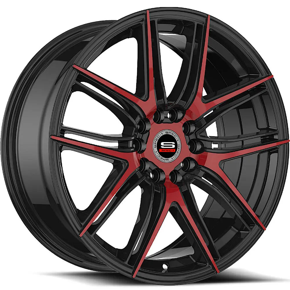 Spec-1 SP-56 18X8 +38 Gloss Black & Red Machined