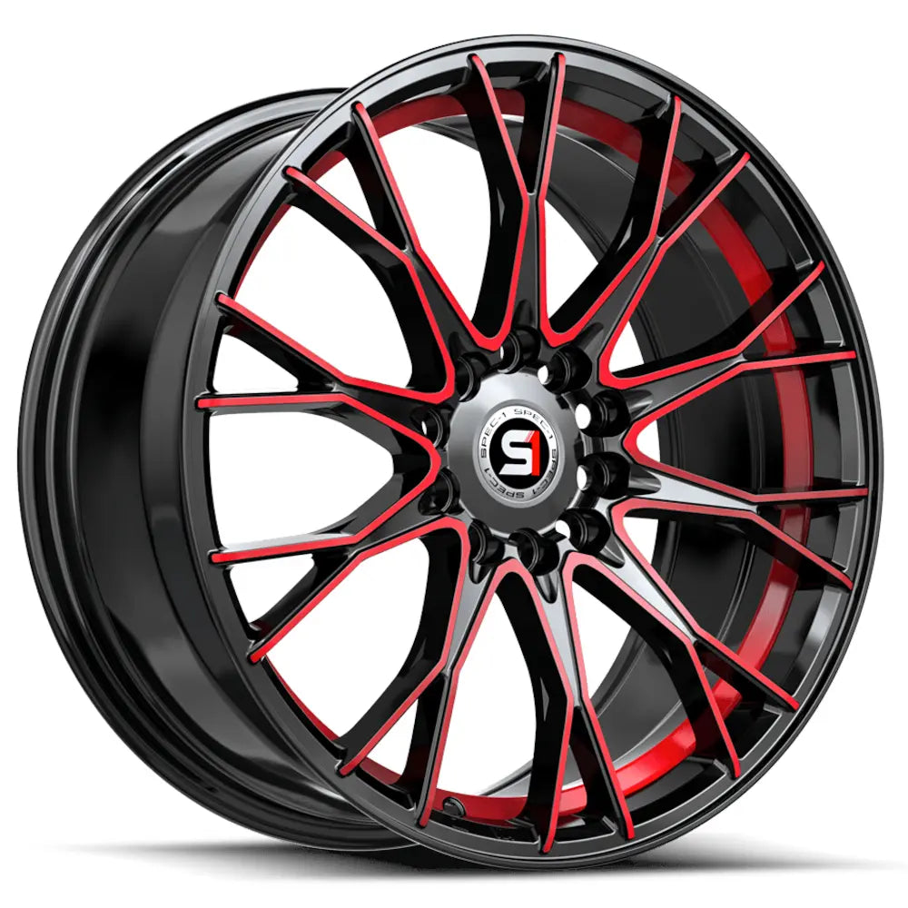 Spec-1 SP-59 17X7.5 +42 Gloss Black & Red Machined