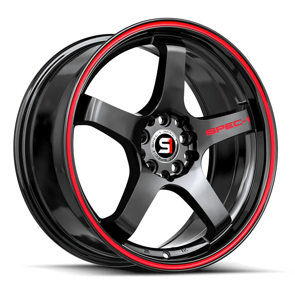Spec-1 SPT-31 18X8.5 +38 Gloss Black & Red Line