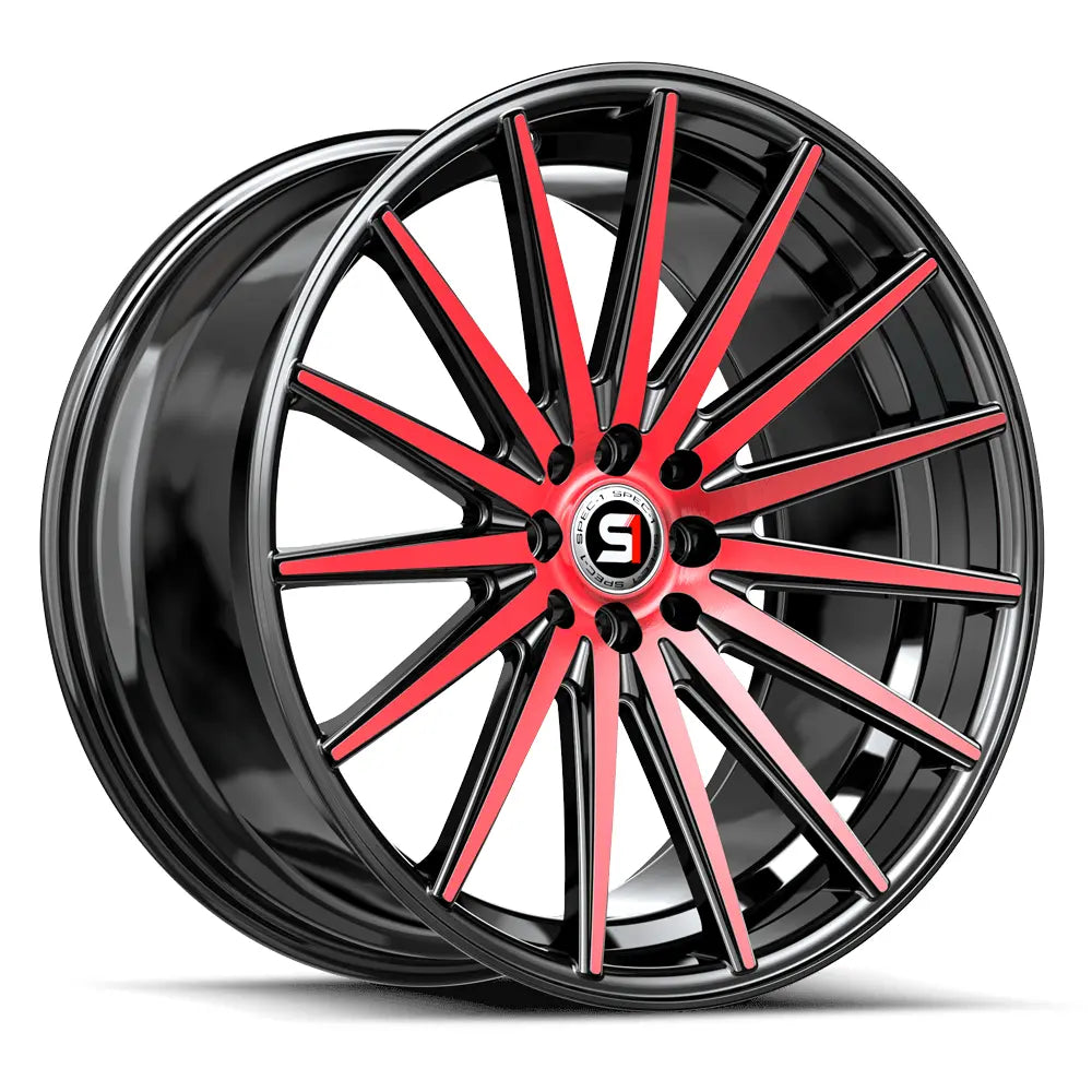 Spec-1 SP-69 17X7.5 +42 Gloss Black & Red Machined