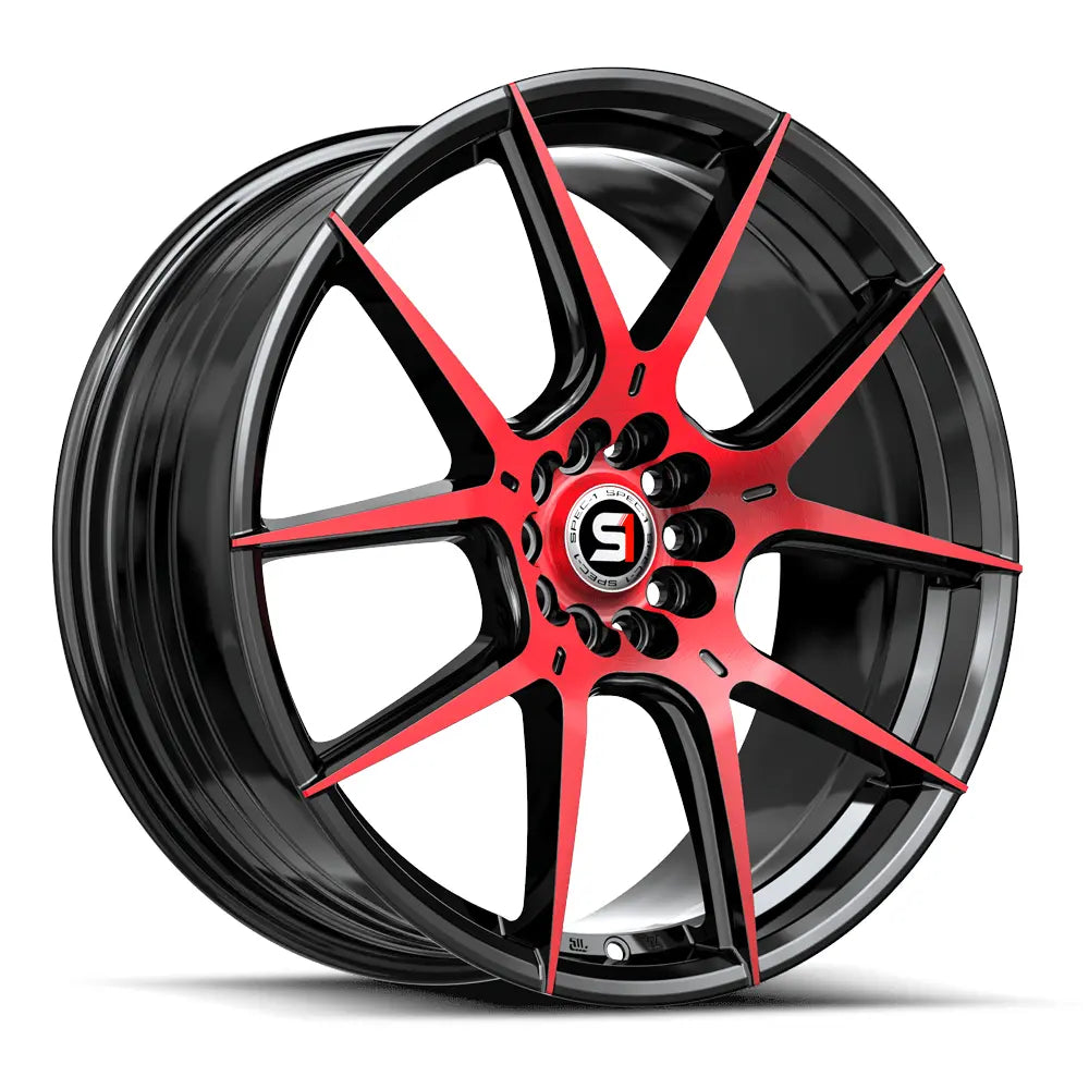 Spec-1 SP-71 18X8 +38 Gloss Black & Red Machined