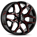 O.E. Revolution G-09 24X10 +24 Gloss Black & Red Milled