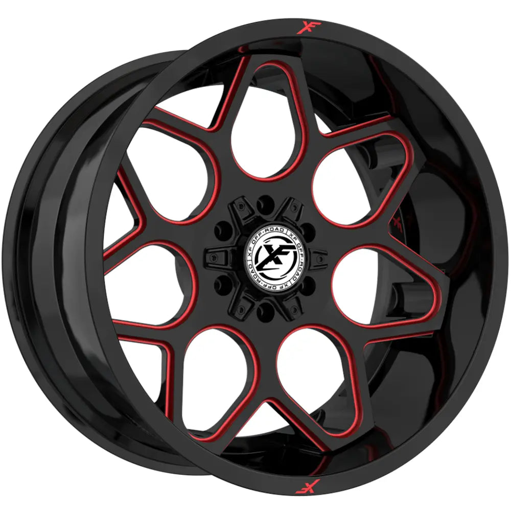 XF Off-Road XF-233 20X10 -12 Gloss Black & Red Milled