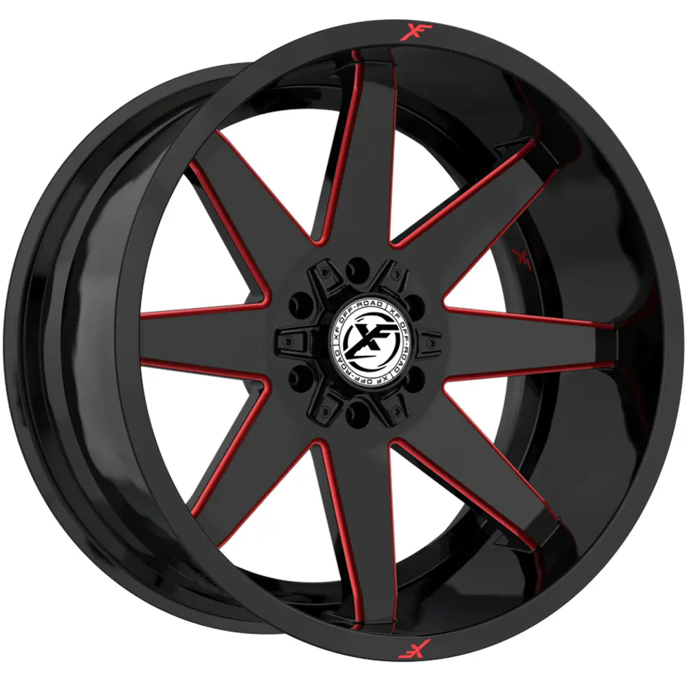 XF Off-Road XF-236 20X9 +12 Gloss Black & Red Milled