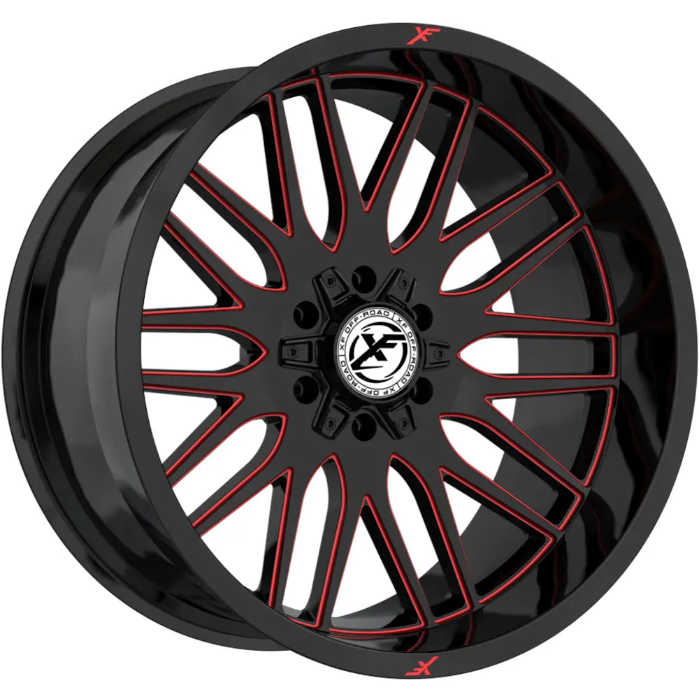 XF Off-Road XF-240 17X9 +12 Gloss Black & Red Milled