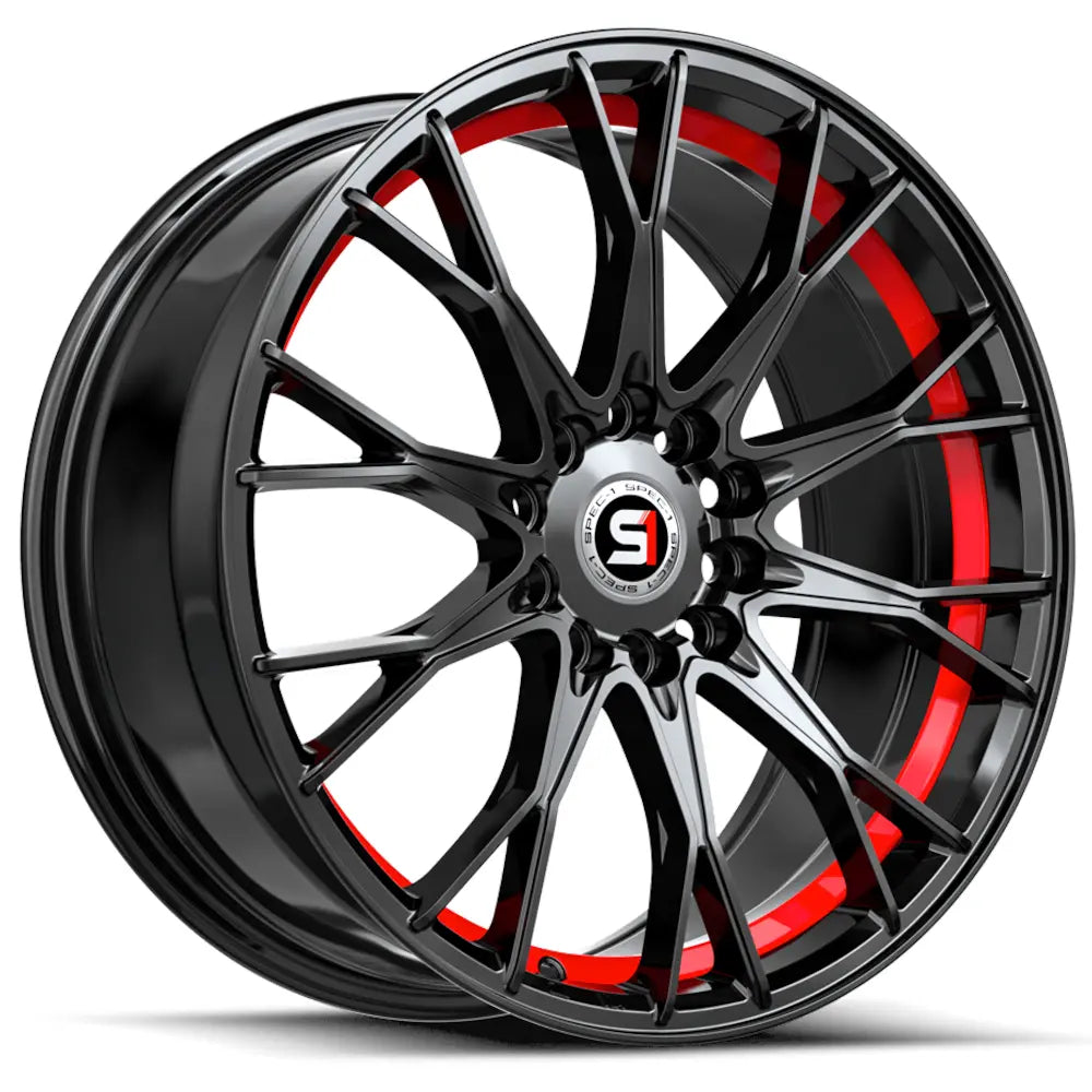 Spec-1 SP-59 17X7.5 +42 Gloss Black & Red Undercut