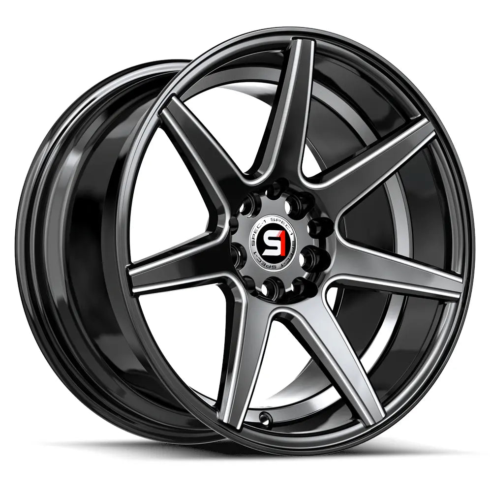 Spec-1 SP-73 17X7.5 +42 Gloss Black Milled & under cut