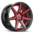 Spec-1 SP-73 18X8 +38 Gloss Black Red Machined & undercut