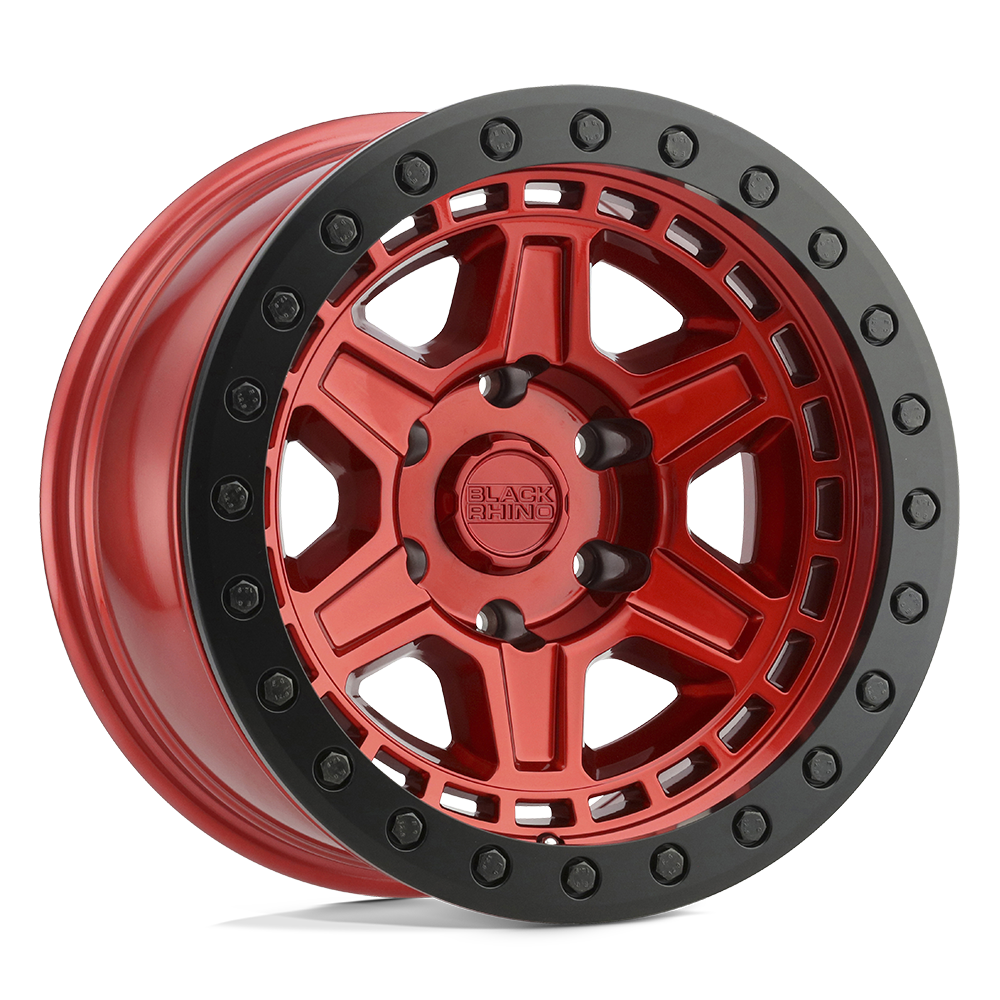 Black Rhino Hard Alloys Reno 20X9.5 -18 Candy Red W/ Black Ring & Bolt