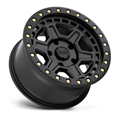 Black Rhino Hard Alloys Reno 17X9 +0 Matte Black W/ Brass Bolts