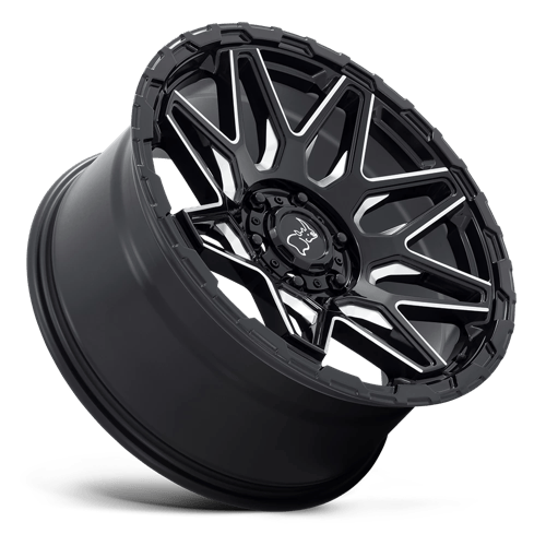 Black Rhino Hard Alloys Shockwave 20X9.5 +12 Gloss Black W/ Milled Spokes