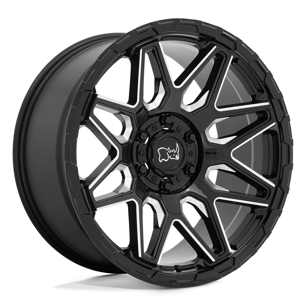 Black Rhino Hard Alloys Shockwave 20X9.5 +12 Gloss Black W/ Milled Spokes