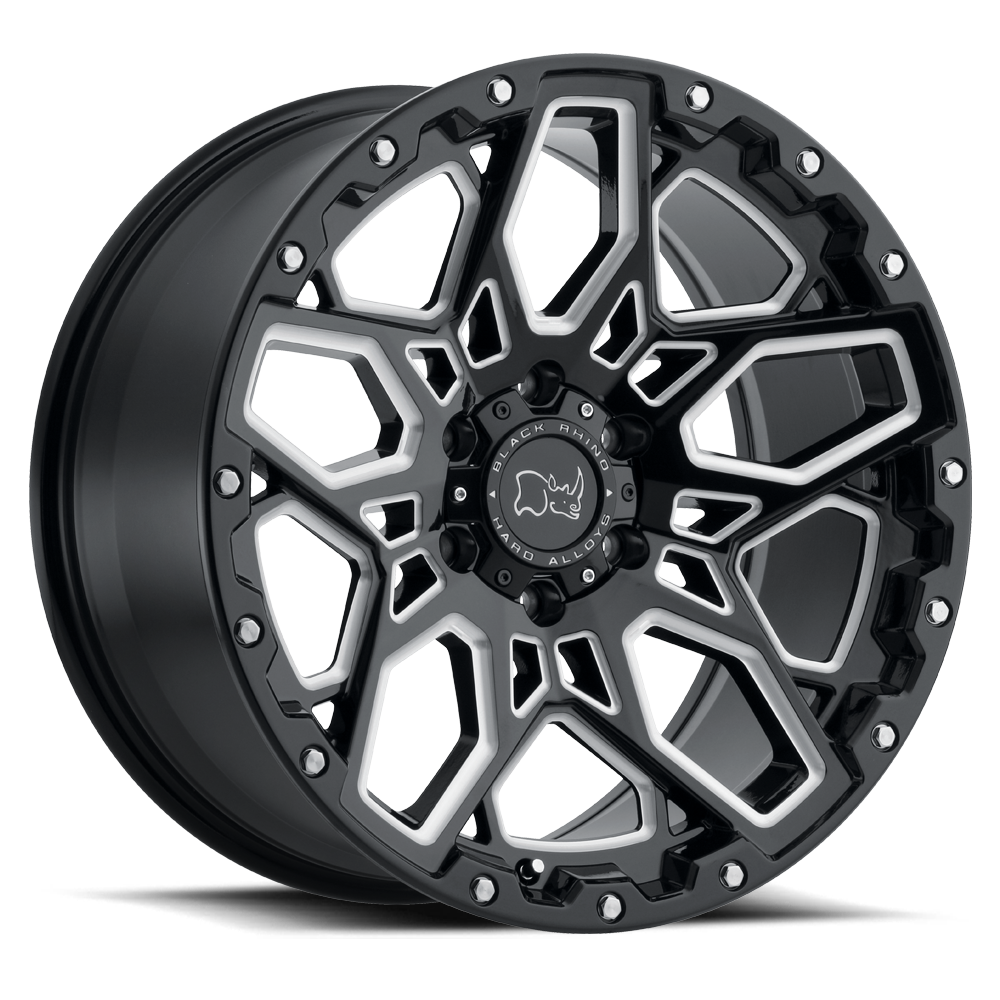 Black Rhino Hard Alloys Shrapnel 20X9.5 +12 Gloss Black W/ Milled Spokes