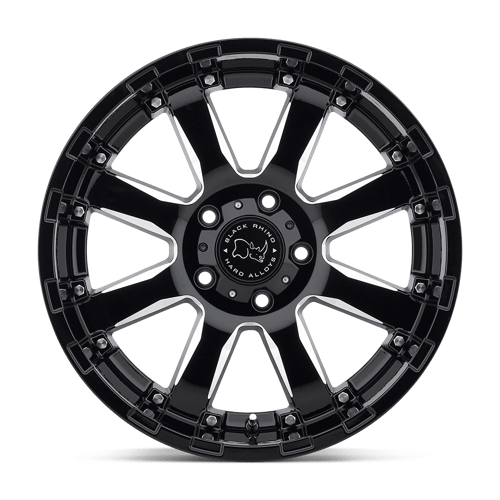 Black Rhino Hard Alloys Sierra 22X10 -12 Gloss Black W/ Milled Spokes