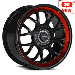Vision 478 17X8 +38 Gloss Black Red Tint Brushed Lip