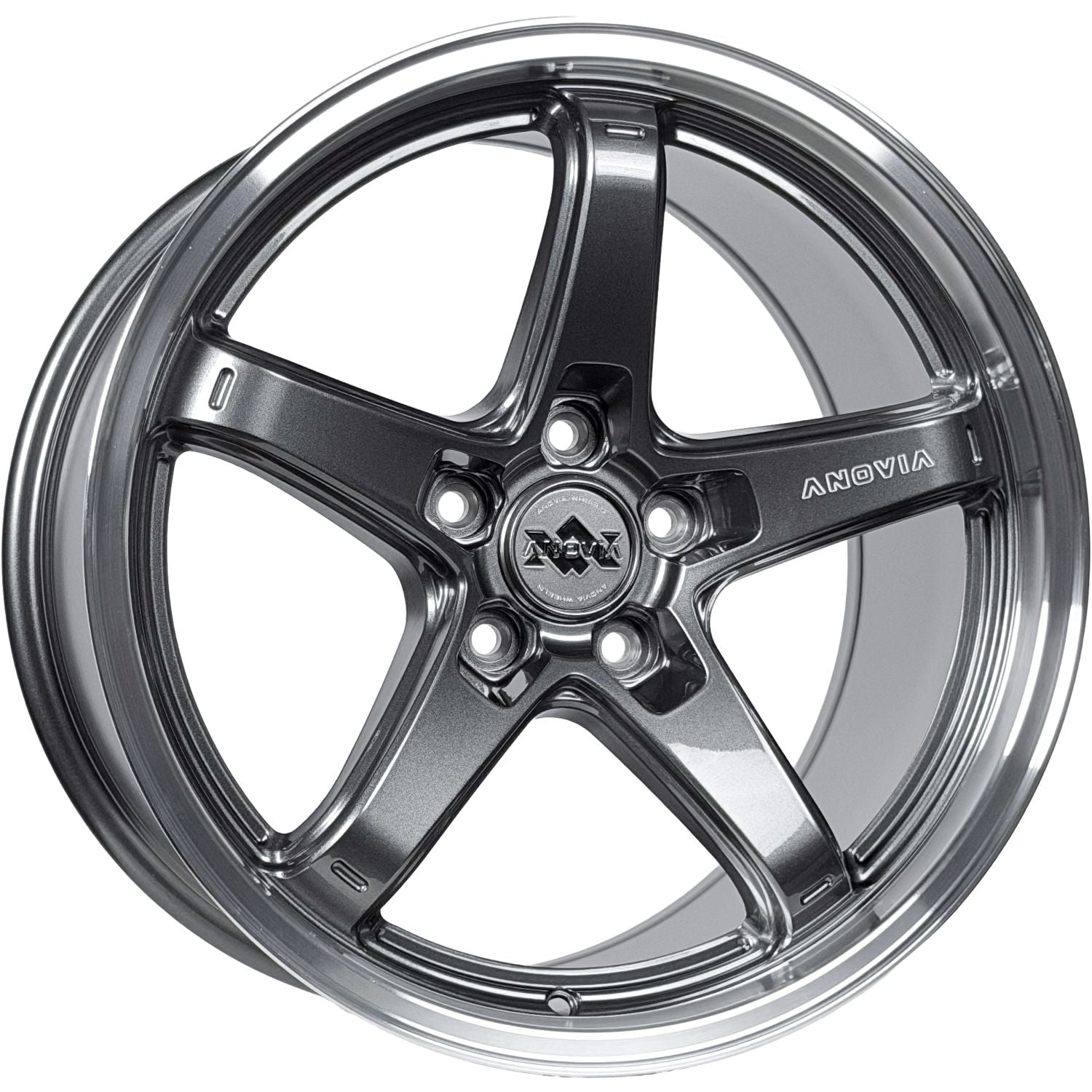 Anovia Wheels An-5S 18X9.5 +45 Gloss Gunmetal Machined Lip