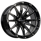 Anthem Off-Road Talon 20X10 -24 Gloss Black W/ Milled Edges