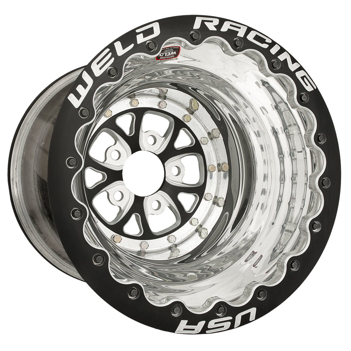 WELD Racing V-Series 16X16 -114 Black Center - Polished Shell
