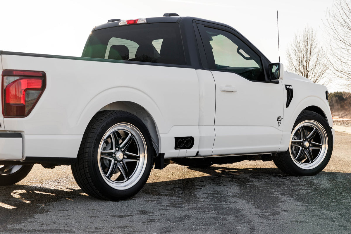American Racing AR953 Groove 6 Drag Gloss Black Milled with Diamond Cut Lip on a 2023 Ford F150 Outlaw