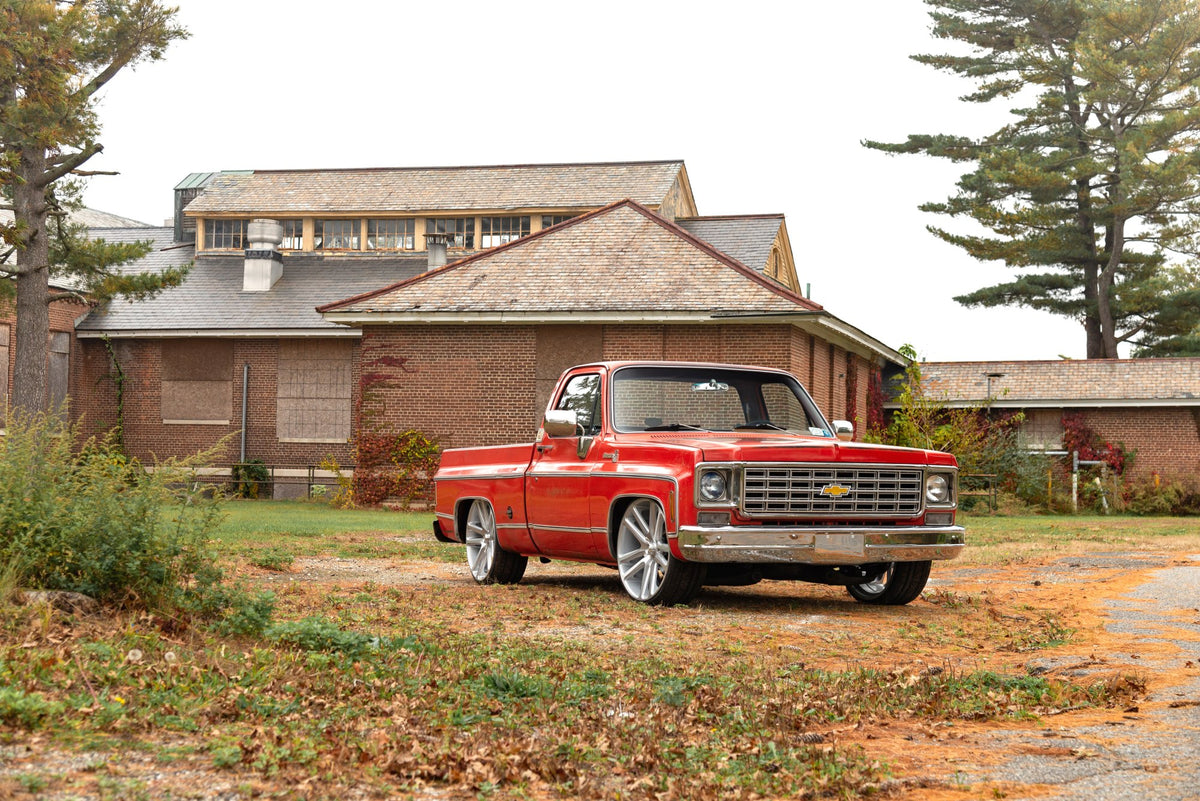 DUB S257 Flex Gloss Silver Brushed Face on a Chevy C10