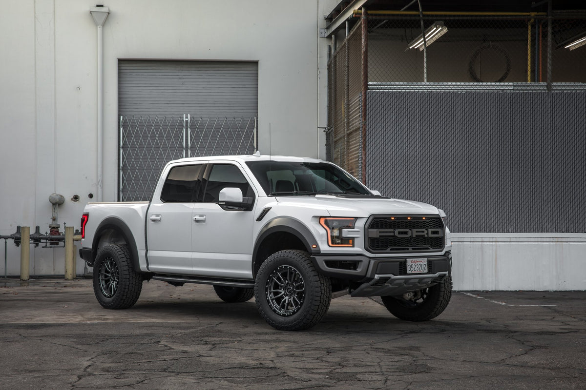 Fuel Off-Road D680 Rebel Matte Gunmetal Black Bead Ring on a Ford Raptor