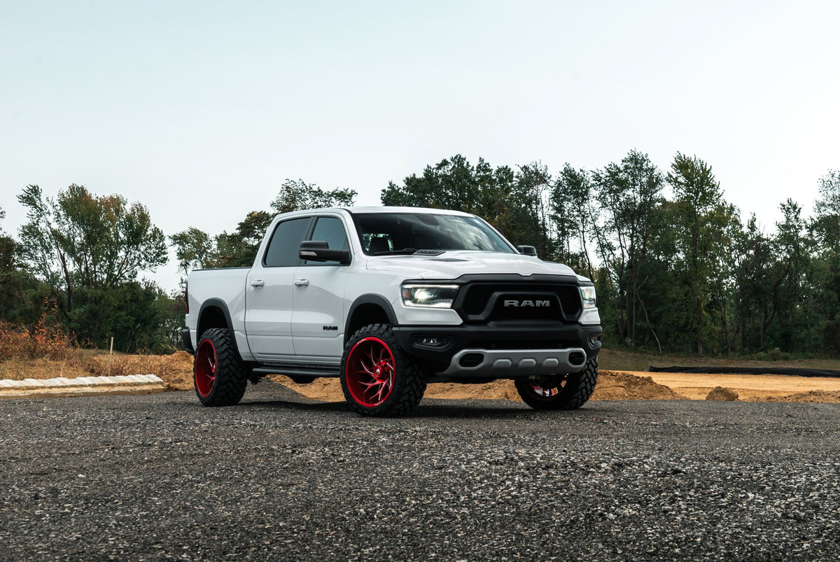 Fuel Off-Road D742 Runner Candy Red Milled on a RAM Rebel