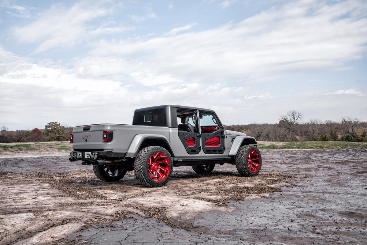 Fuel Off-Road D754 Reaction Candy Red Milled on a Jeep Gladiator