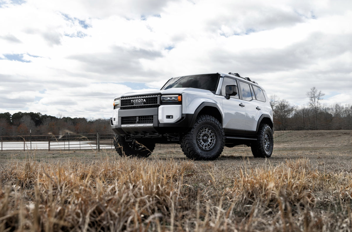 Fuel Off-Road D835 Cycle Matte Gunmetal with Black Ring on a 2025 Toyota Land Cruiser
