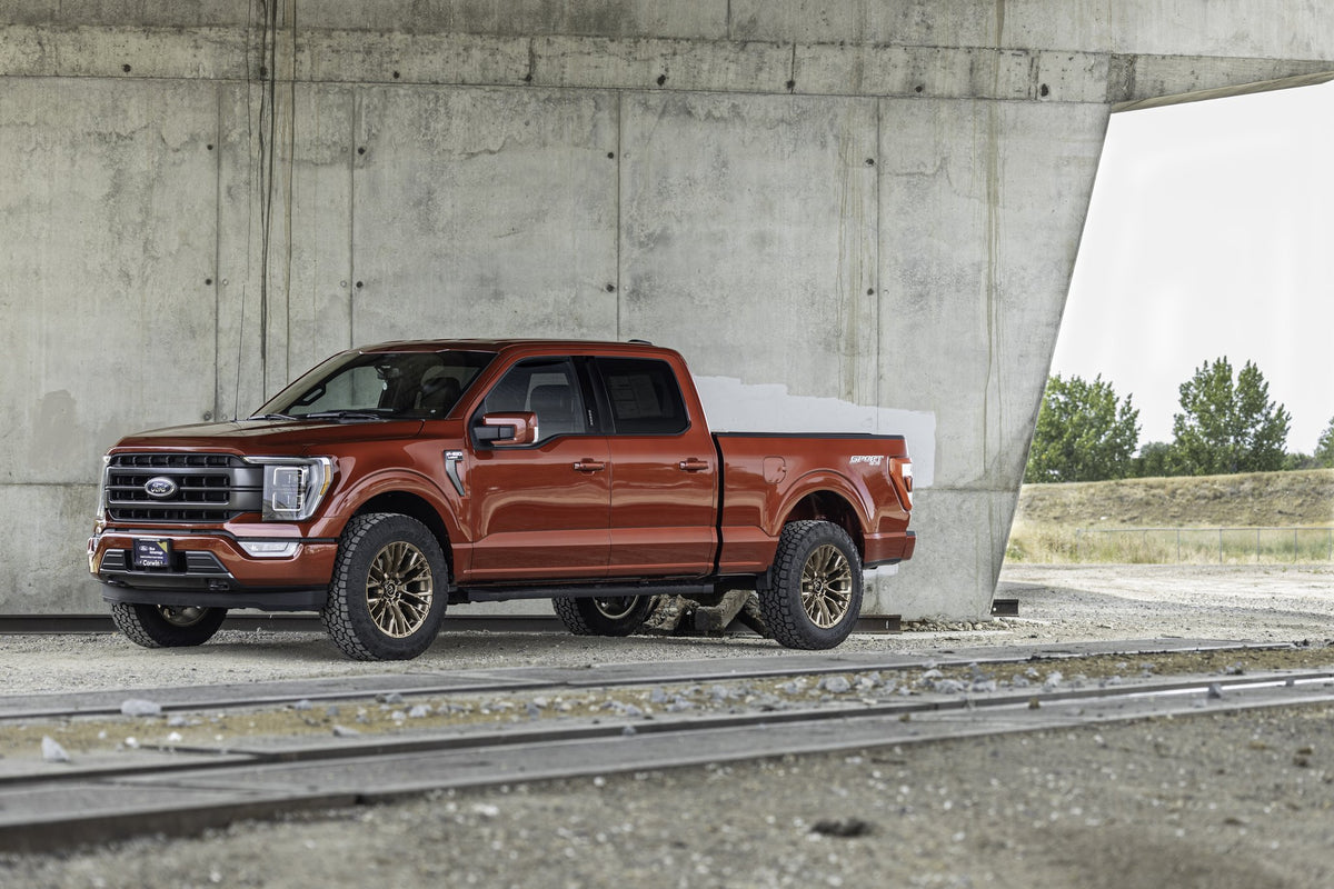 Fuel Off-Road D850 Rebar Platinum Bronze Milled on a Ford F150
