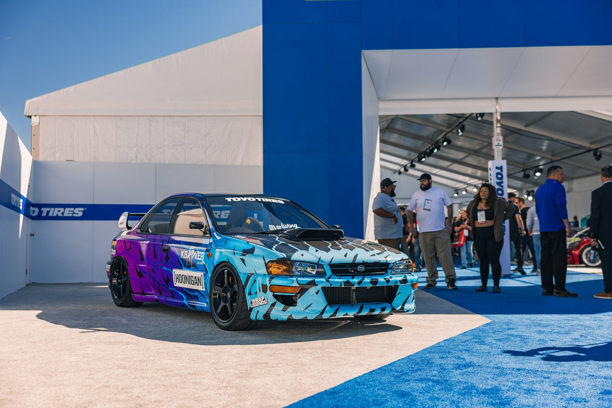 Motegi MR159 Battle V Blackbird Metallic on a Subaru 22B