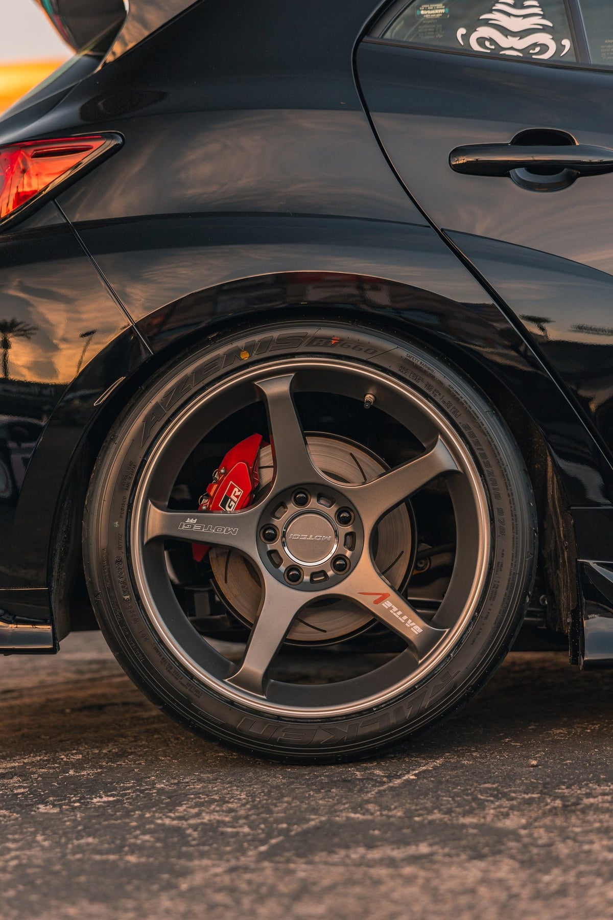 Motegi MR159 Battle V Gunzilla with Machined Lip Stripe on a Toyota GR Corolla