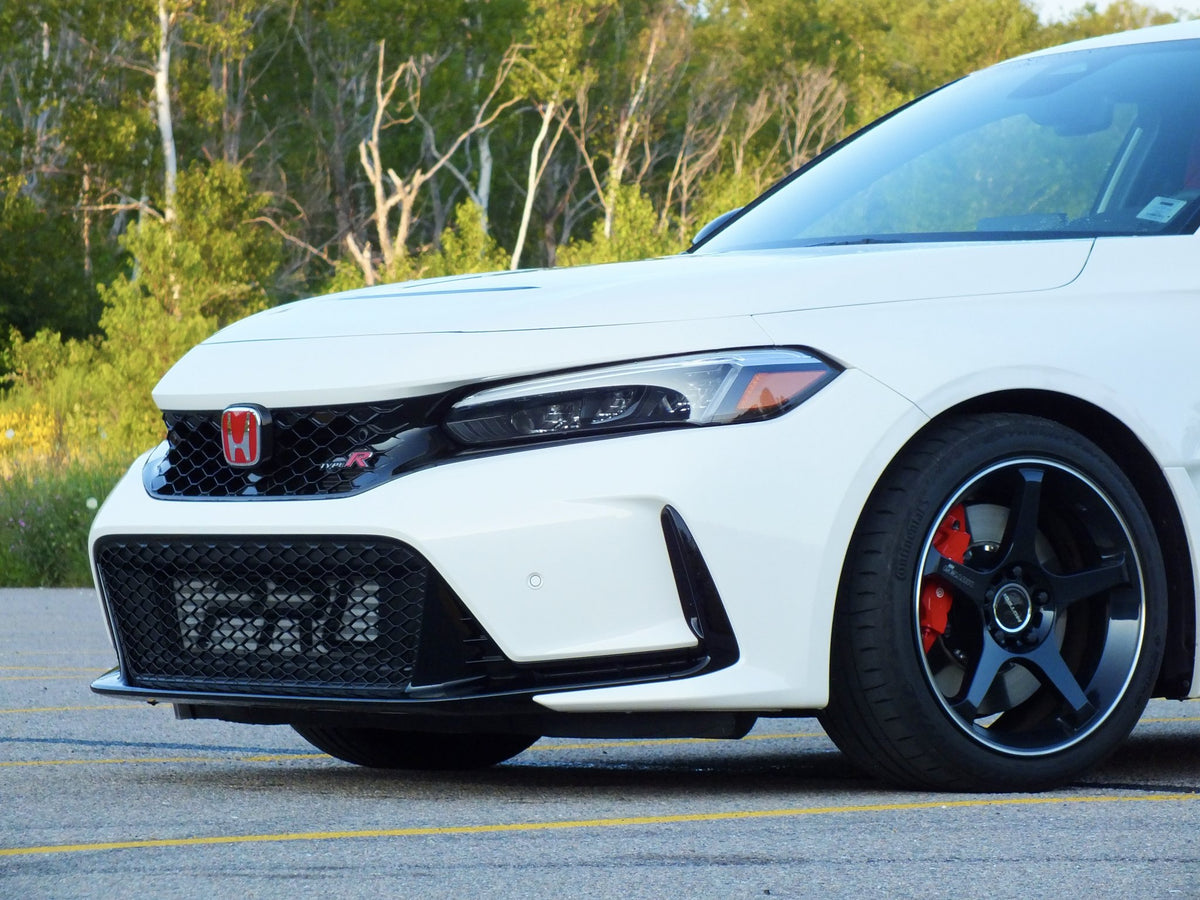 Motegi MR159 Battle V Obsidian Blue Mach Lip Stripe on a Honda Civic Type R