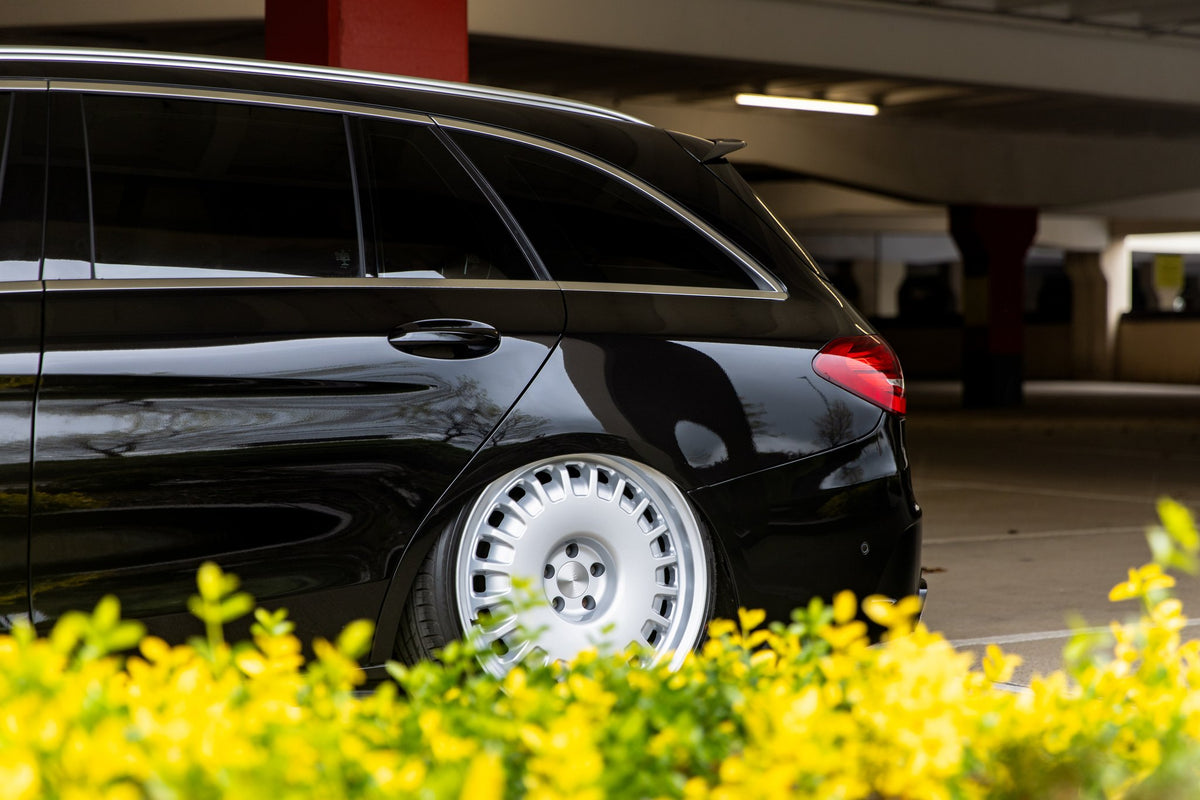 Rotiform RC205 PMF Gloss Silver on a Mercedes Estate