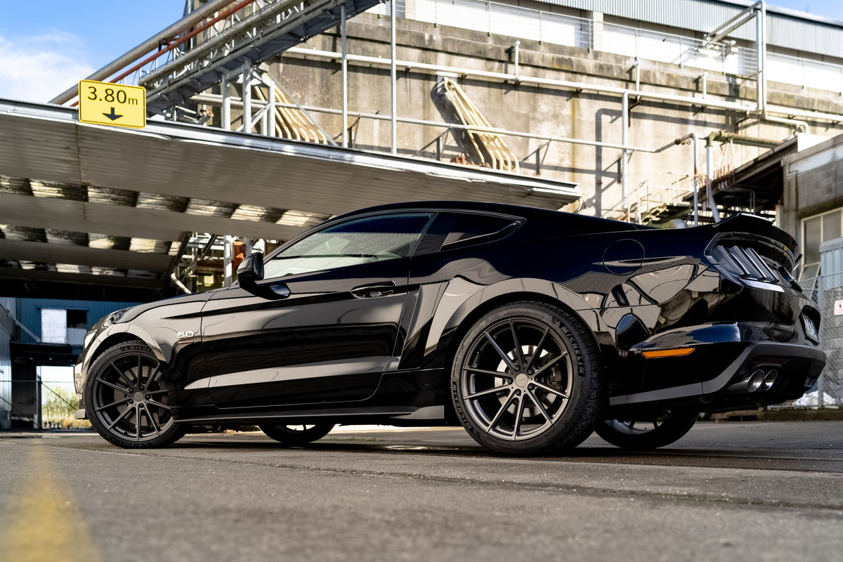 TSW Bathurst Gloss Gunmetal on a Ford Mustang